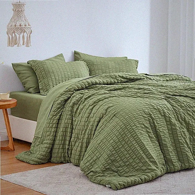‼️15‼️Love's cabin Seersucker Sage Green Twin Comforter Set, 5-Piece All Season