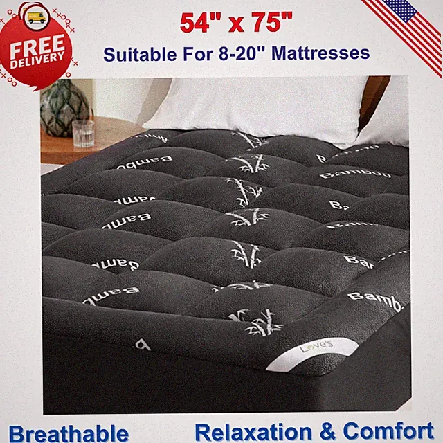 Full Size Mattress Topper Viscose Derived from Bamboo, Soft Thick Pillow Top Pad