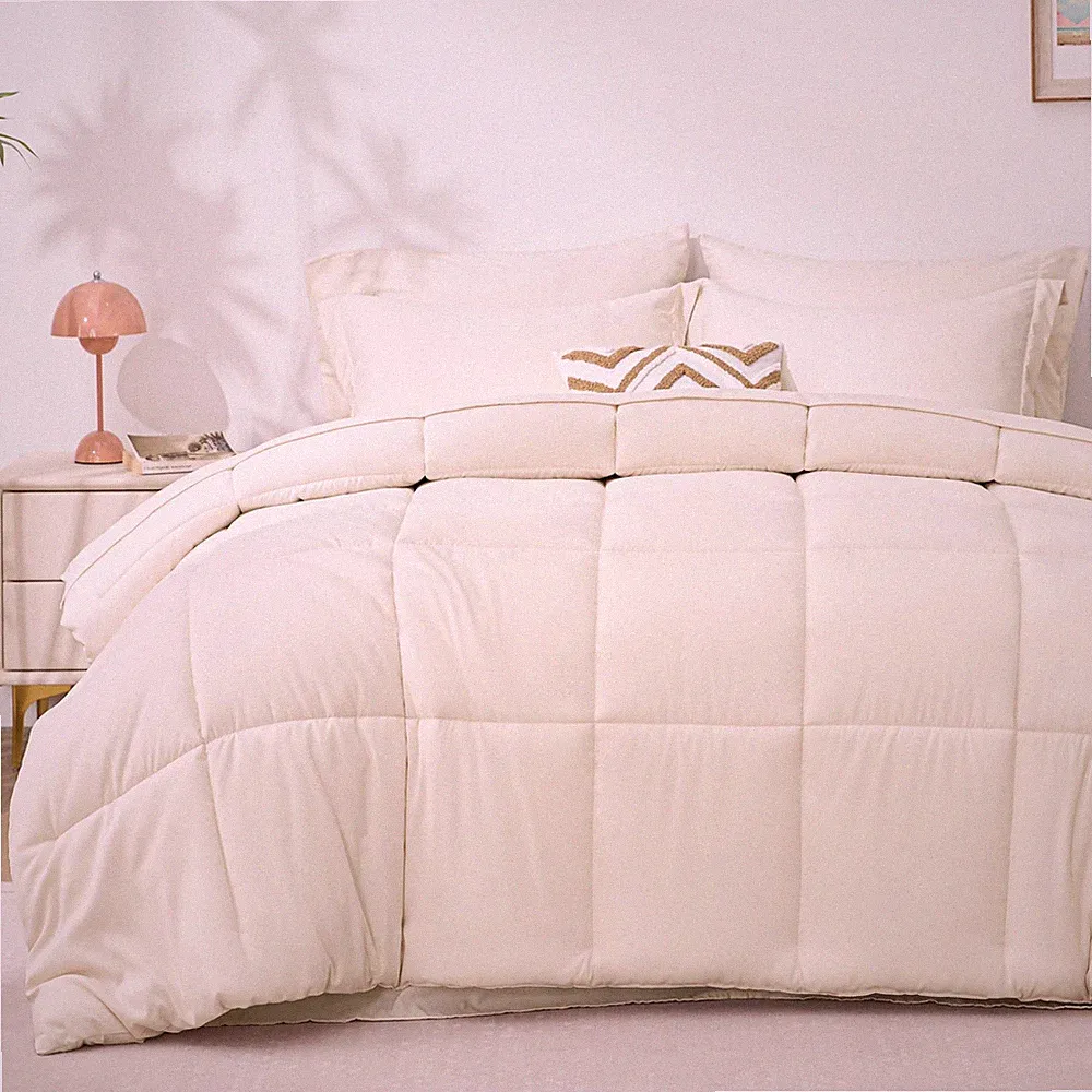 King Comforter Set 7 Piece Beige Bed in a Bag All Season Love s Cabin Loves Size