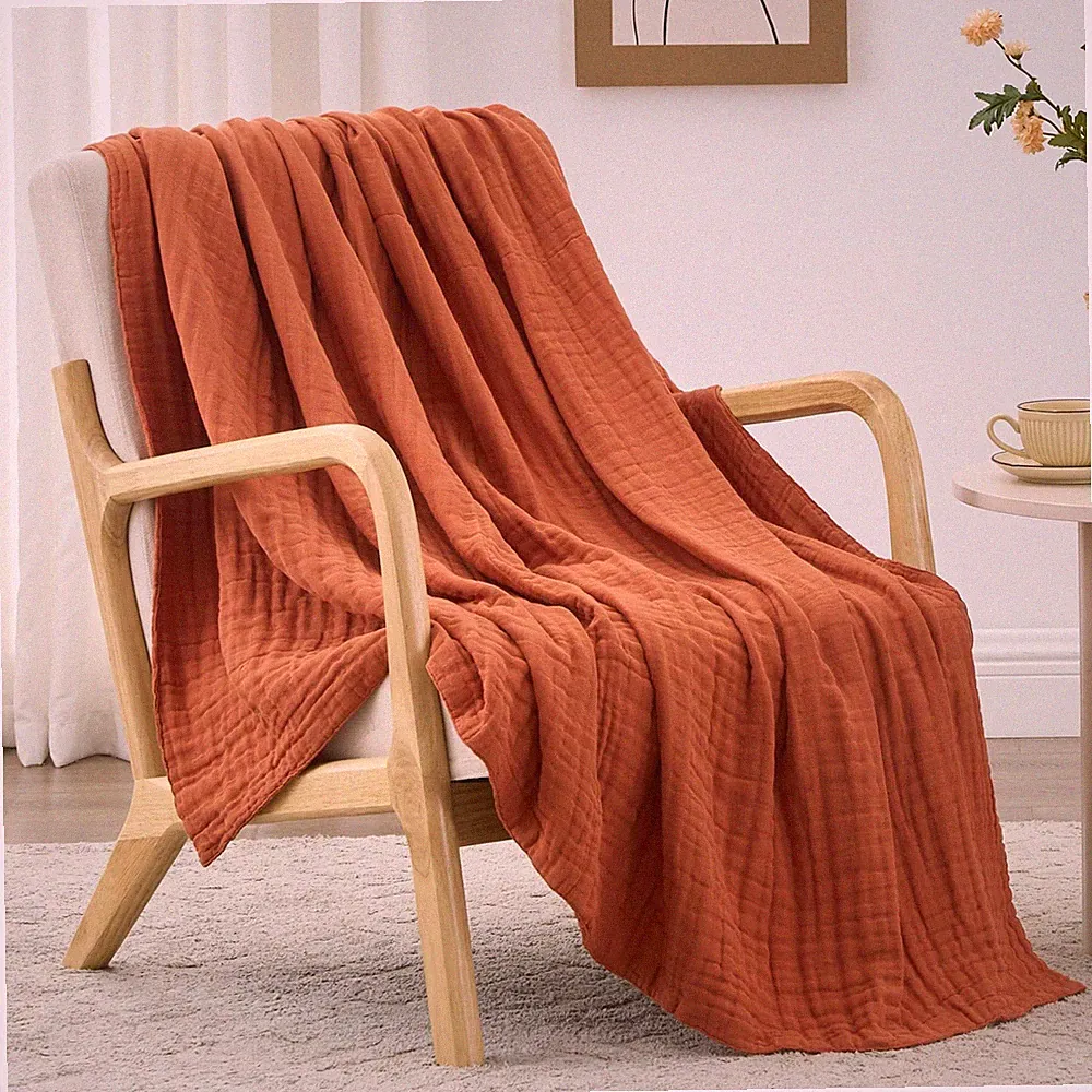 Love's cabin 100% Cotton Muslin Blanket, 6 Layer Lightweight Breathable Gauze...