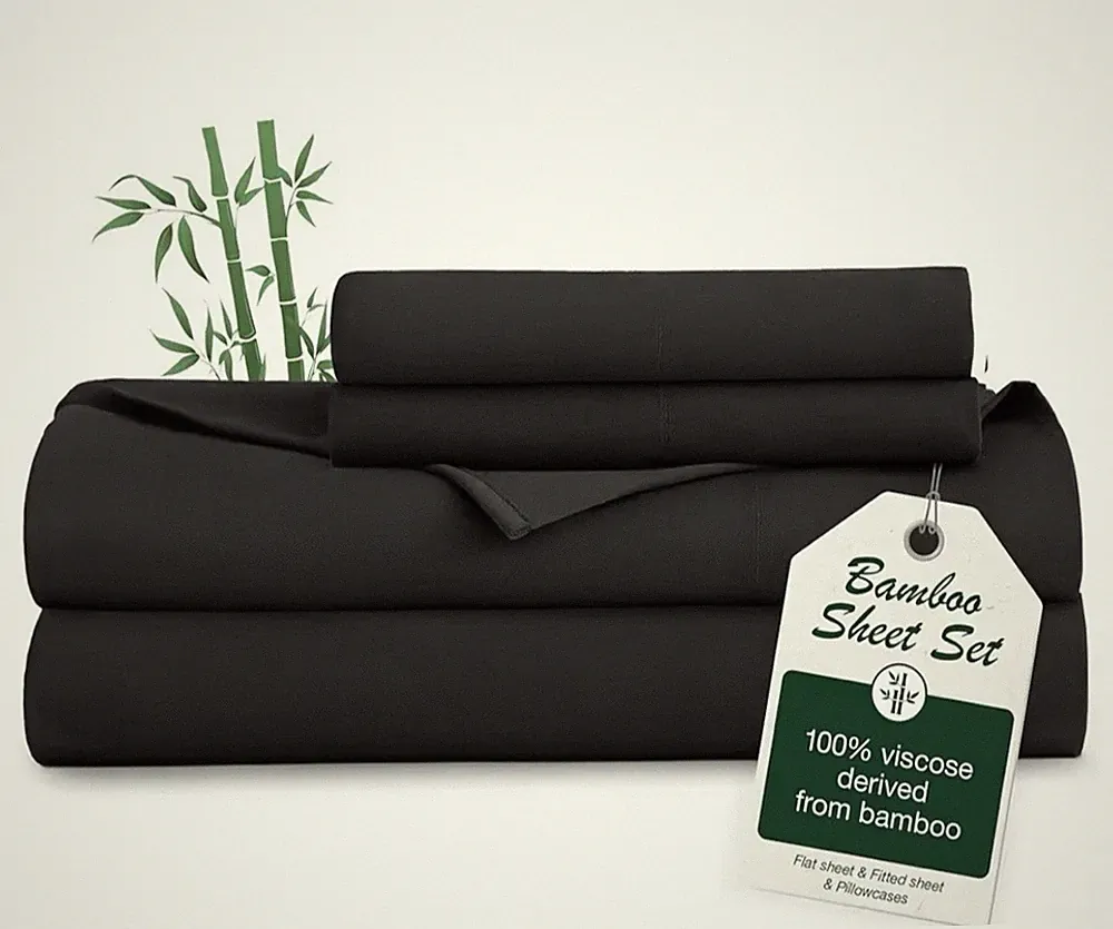 Love's Cabin 3 Piece Twin XL Sheet Set Dorm Bedding Cooling Sheets 100% Black