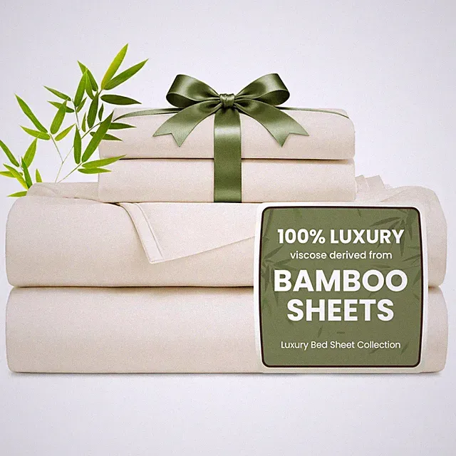 Love's cabin 4 Piece Full Size Sheet Set, 100% Rayon Derived Full, 02-beige