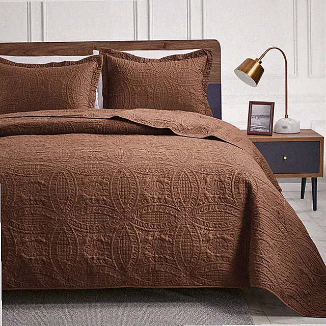 Love's Cabin California King Quilt 3pc Brown