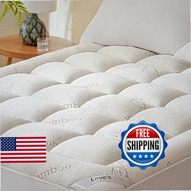Love's cabin Full Size Mattress Topper Viscose Derived from Bamboo, Thick Pillow