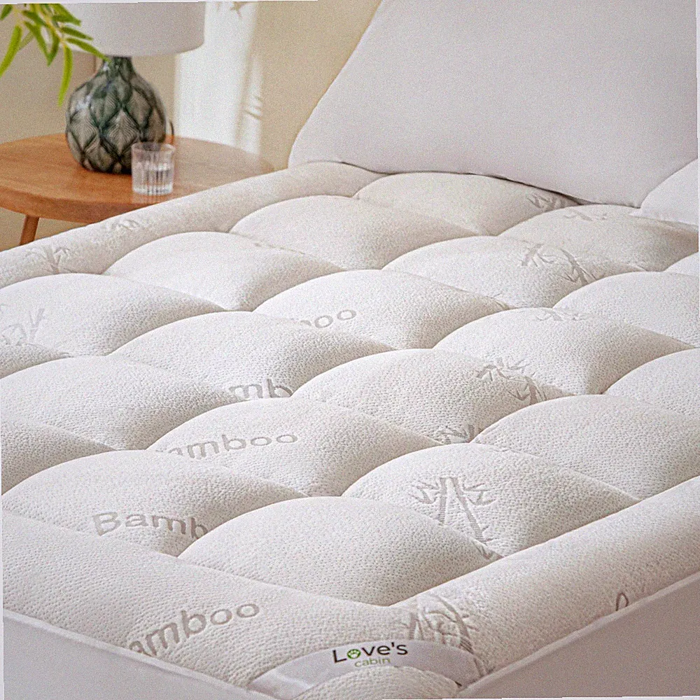 Love's cabin King Mattress Topper Viscose Derived from Bamboo, King, White