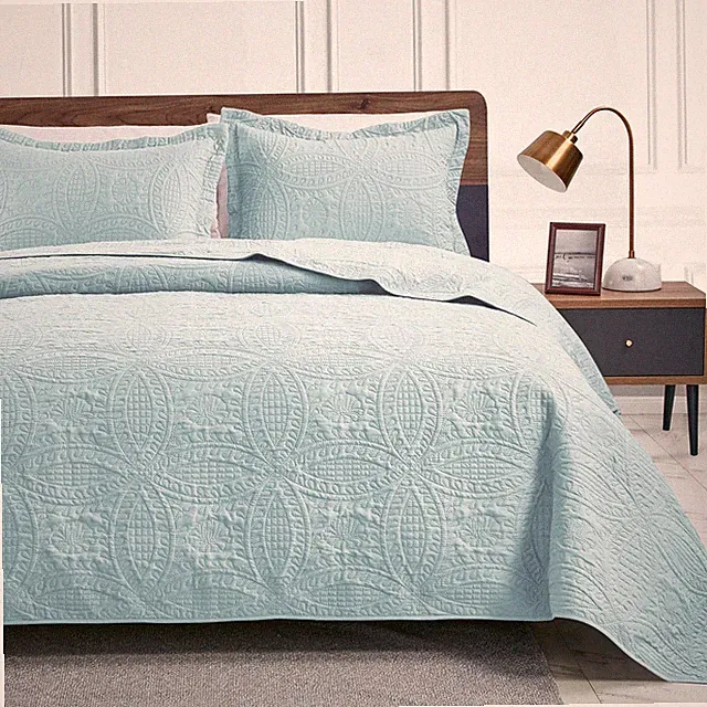 Love's cabin King Size Quilt Set Spa-Blue Bedspreads - Soft Bed Summer Quilt Lig