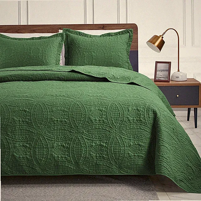 Love's cabin Oversized King Quilt Set Olive Green 3pc