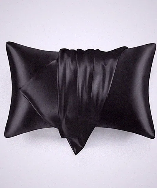 Love’s Cabin Pillowcase Set of 2 Satin Queen 20x30 Black Envelope Closure Hair