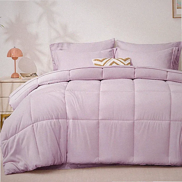 Love's cabin Queen Comforter Set Light Purple, 7 Pieces Queen, Purple
