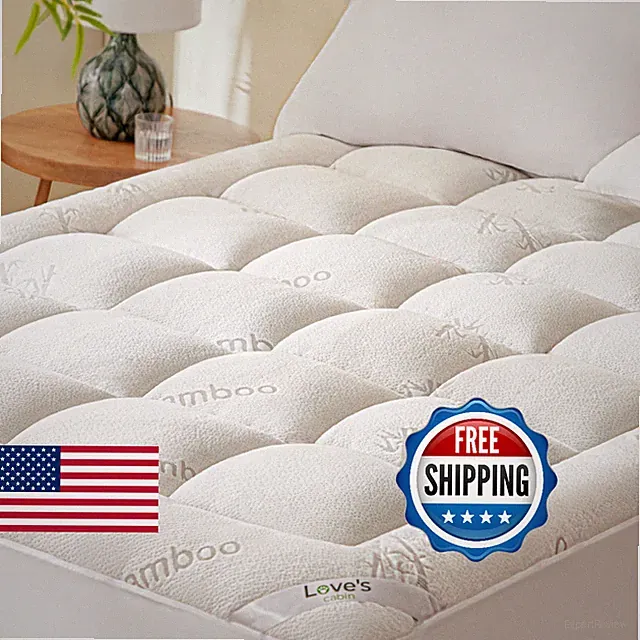 Love's cabin Queen Mattress Topper Viscose Derived from Bamboo, Thick Pillow Top