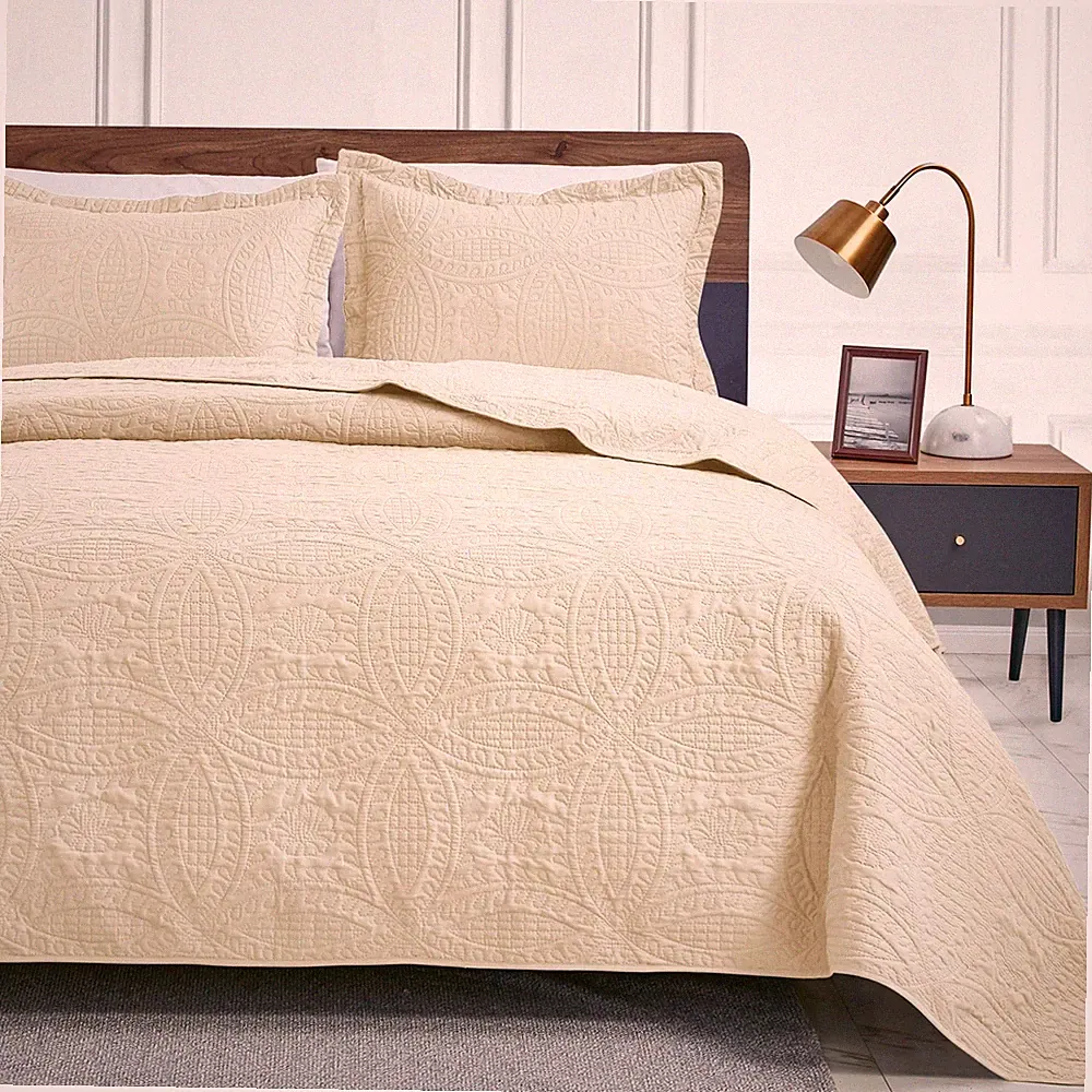 Love's cabin Quilts for Full Bed Beige Bedspread Comforters Bedding Set - Summer