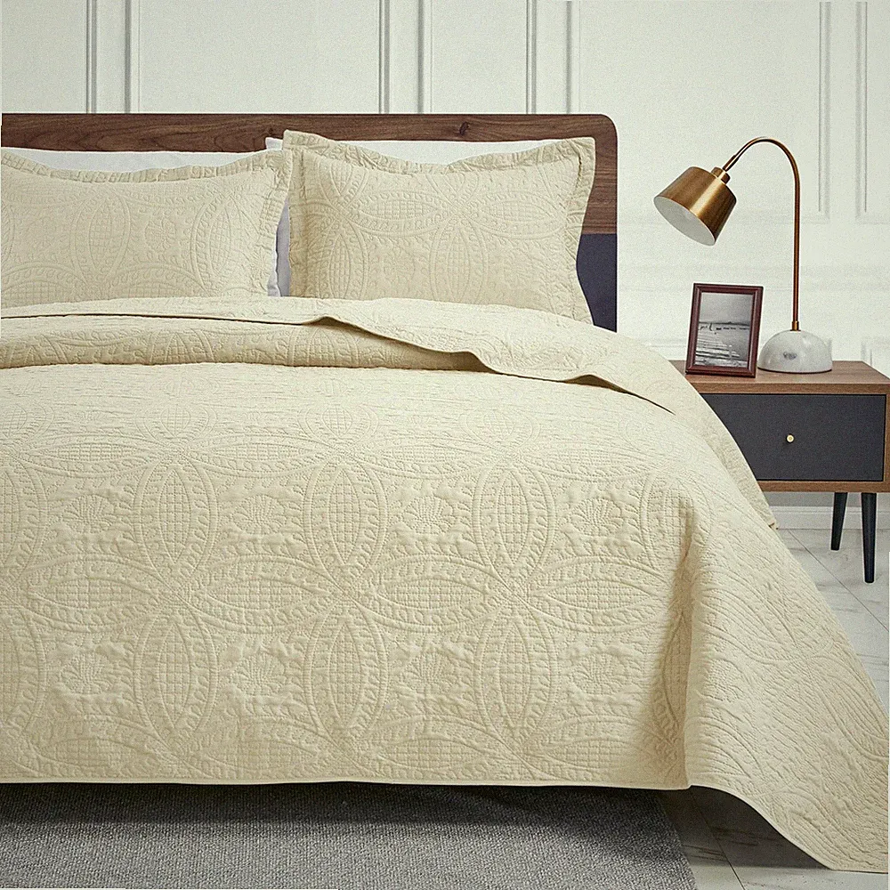 Love's cabin Quilts for Queen Bed Beige Bedspreads Bedding Set - Summer Lightwei