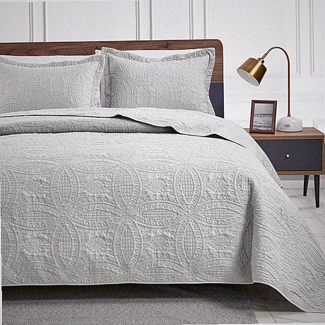 Love's cabin Quilts for Queen Bed Light Grey Bedspreads Bedding Set - Summer Lig