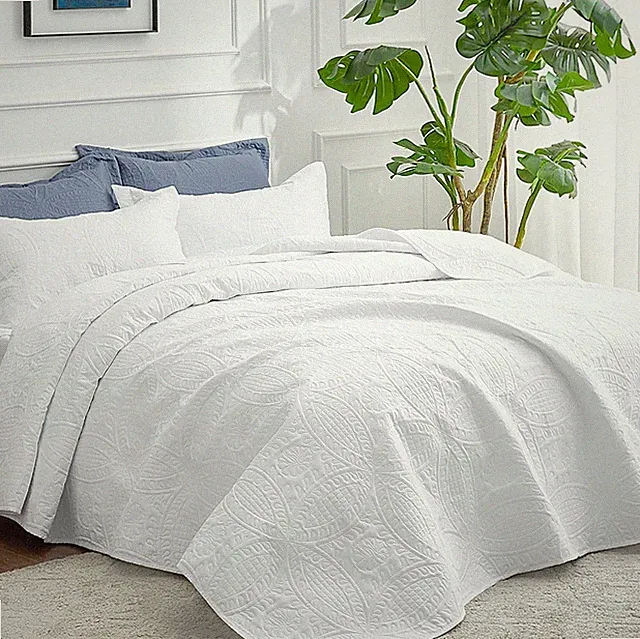 Love's cabin Quilts for Queen Bed White Bedspreads 2 Piece (1 Quilt, 1 Pillow Sh