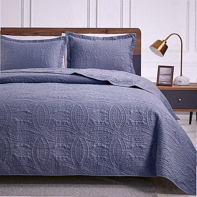 Love's cabin Quilts for Queen Full/Queen (90"x96"), Coin Pattern Bluish Grey