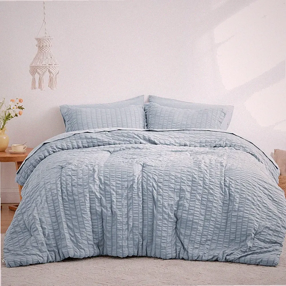 Love s Cabin Seersucker Twin Comforter Set - 5-Piece Bedding