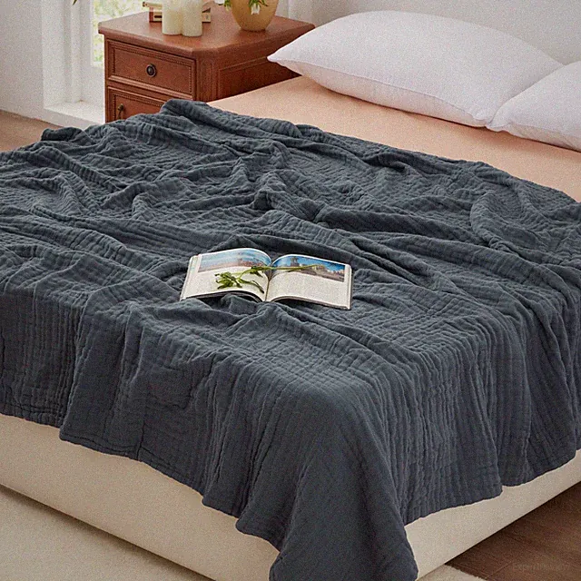 Loves cabin 6 Layer 100 Cotton Muslin Blanket, 108x90 Muslin King Size Blanke...