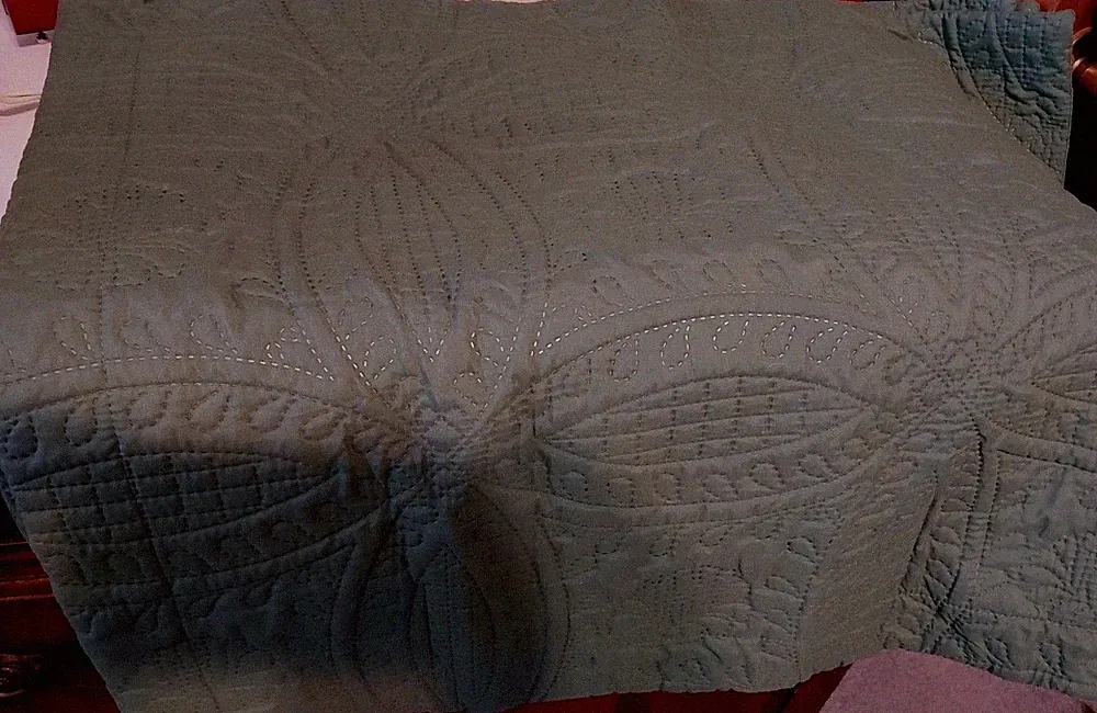 Pair Love's Cabin Quilted Pillow Shams 25X29" Cotton Green Covers Great Conditi