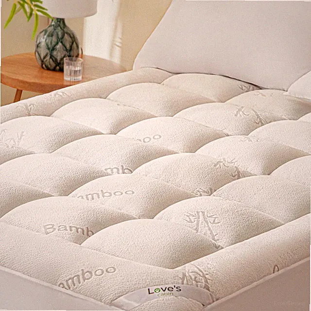 Queen Mattress Topper 60x80" - 40% Rayon Bamboo, Stretchable Pockets for 8-20"