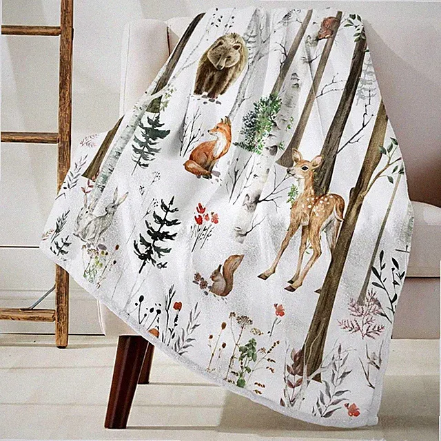 Rustic Cabin Throw Blanket, Super Fuzzy Hunting Camping Forest Blanket, Soft...