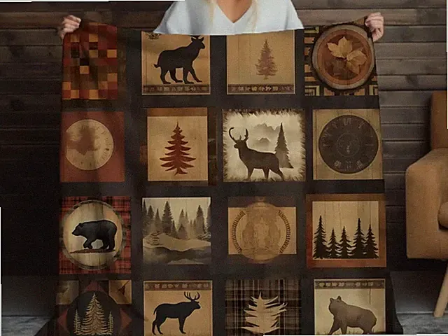 Rustic Woods Cabin Sherpa Blanket Cozy Lodge Home