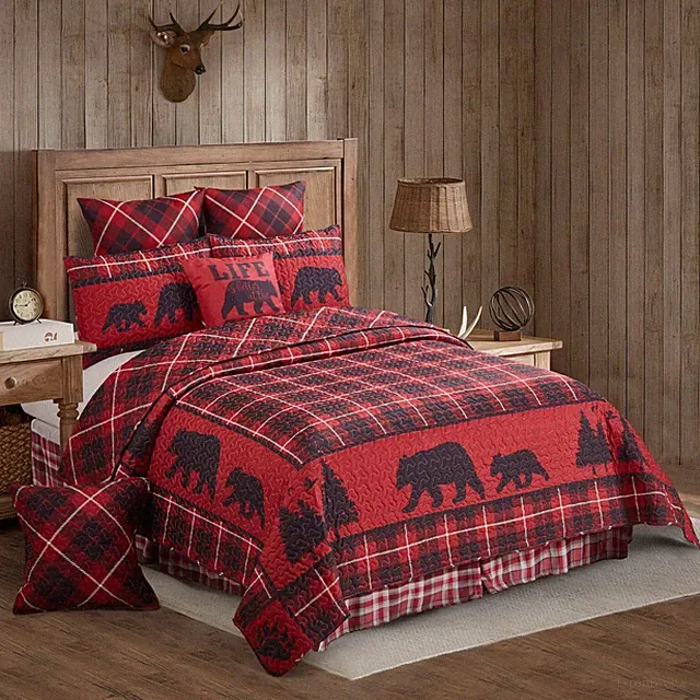Virah Bella - Cabin Life (Red) - Lightweight Reversible Quilt Set